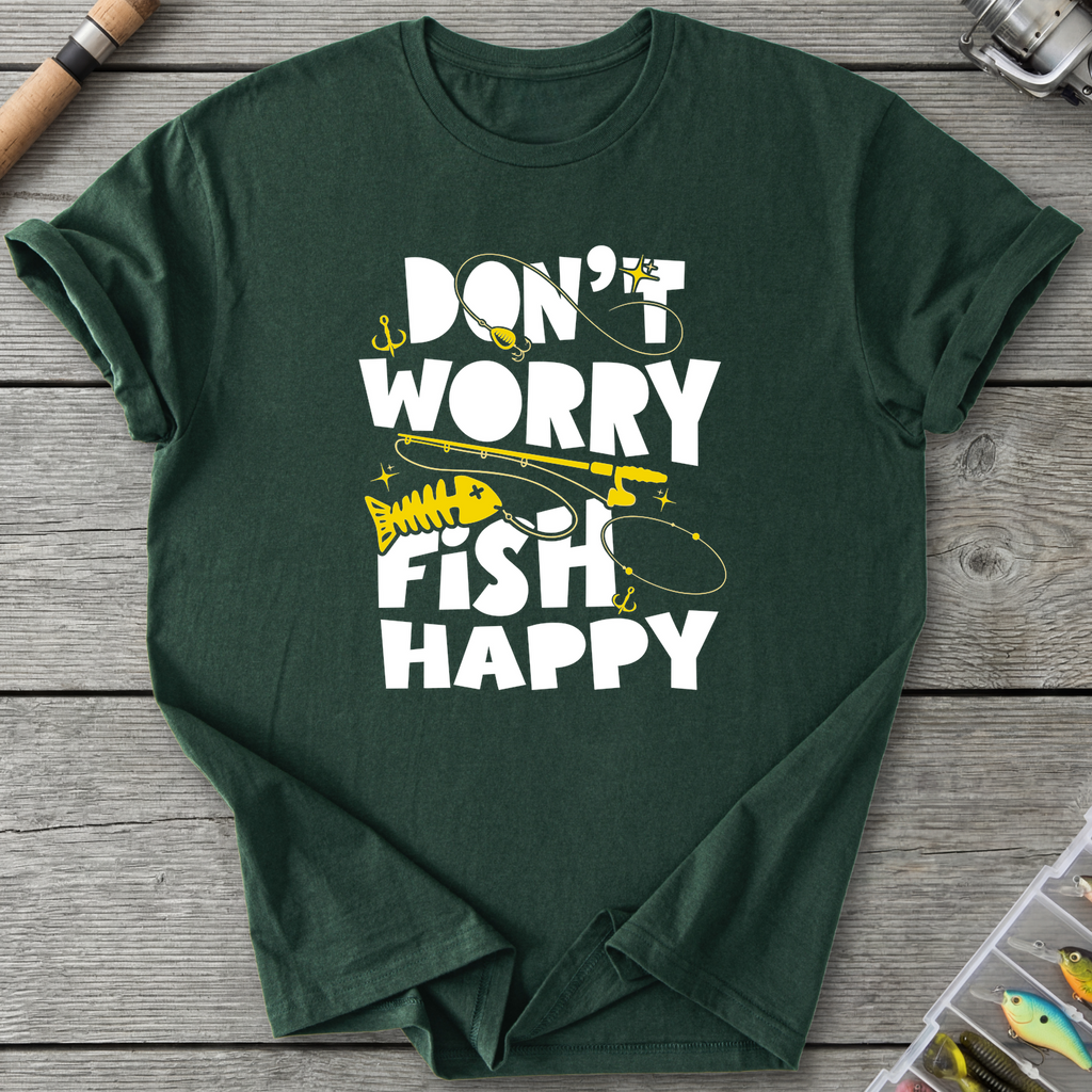 Don't Worry Fish Happy T-Shirt in Forest Green | River Giants Club