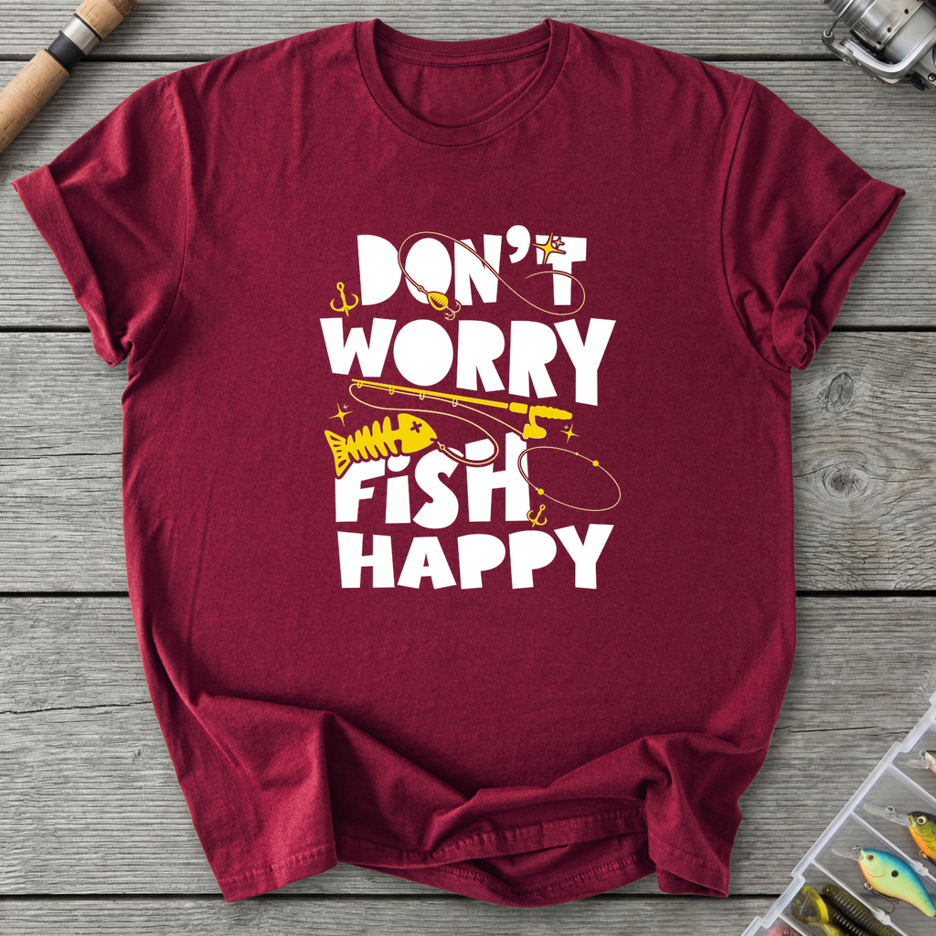 Don't Worry Fish Happy T-Shirt in Maroon | River Giants Club