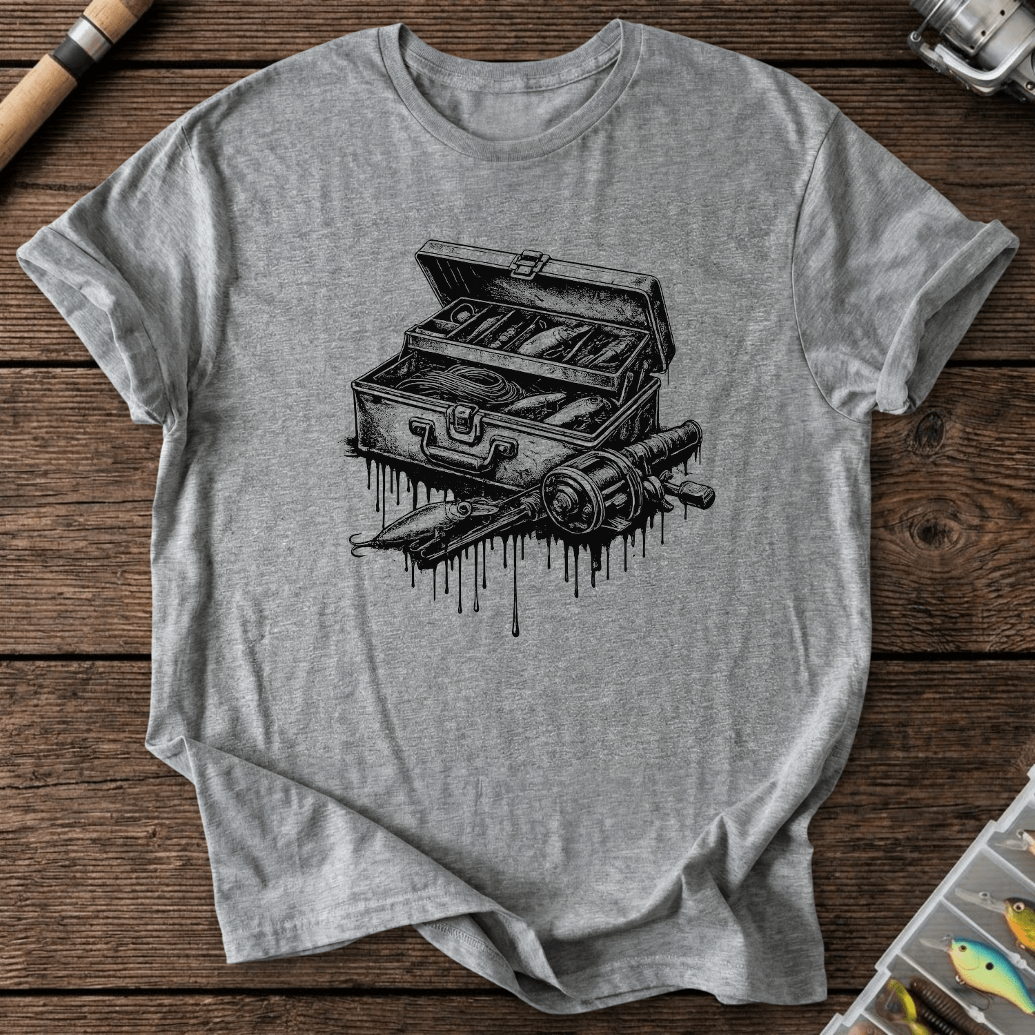 Drip Fishing Gear T-Shirt in Graphite Heather | River Giants Club