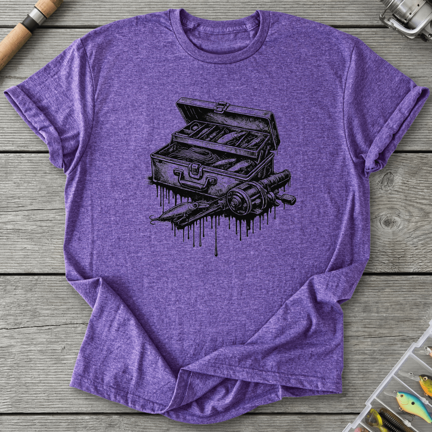 Drip Fishing Gear T-Shirt in Heather Purple | River Giants Club