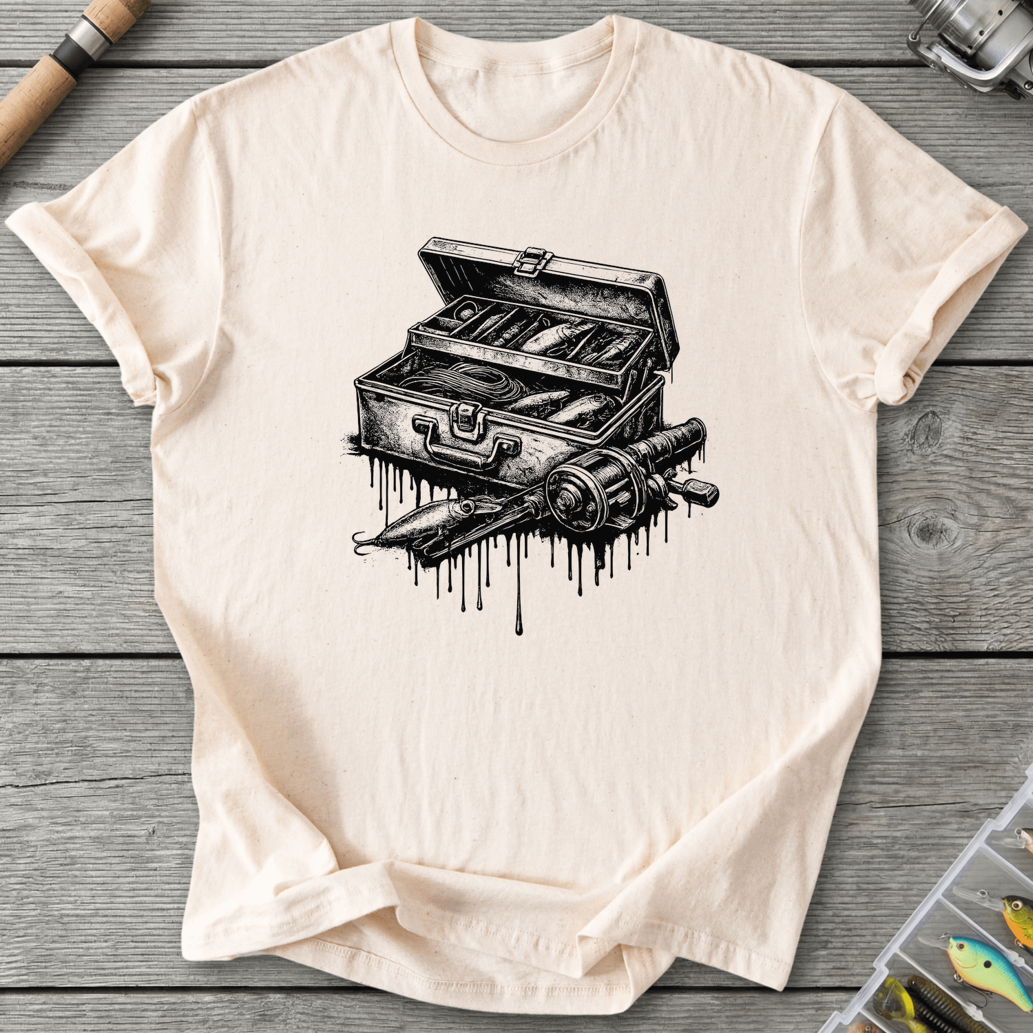 Drip Fishing Gear T-Shirt in Natural | River Giants Club