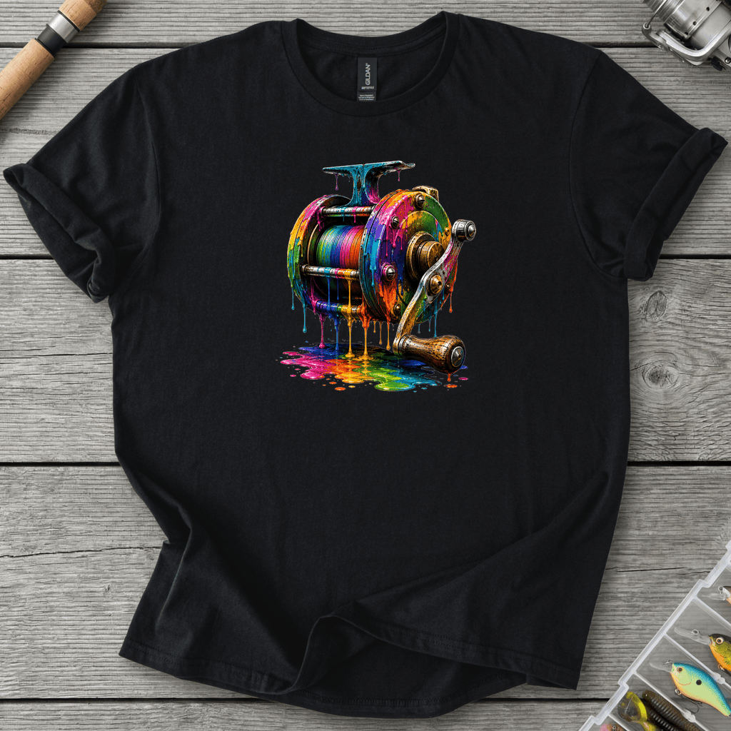 Dripping Ink Reel T-Shirt in Black | River Giants Club