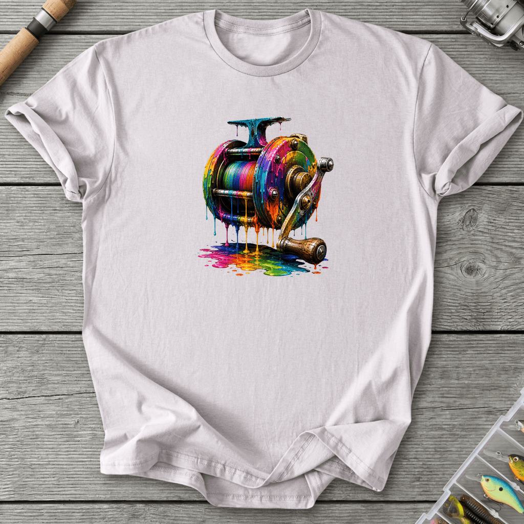 Dripping Ink Reel T-Shirt in Ice Grey | River Giants Club