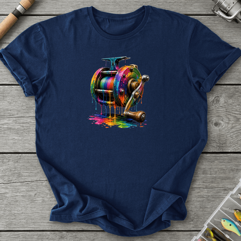 Dripping Ink Reel T-Shirt in Navy | River Giants Club