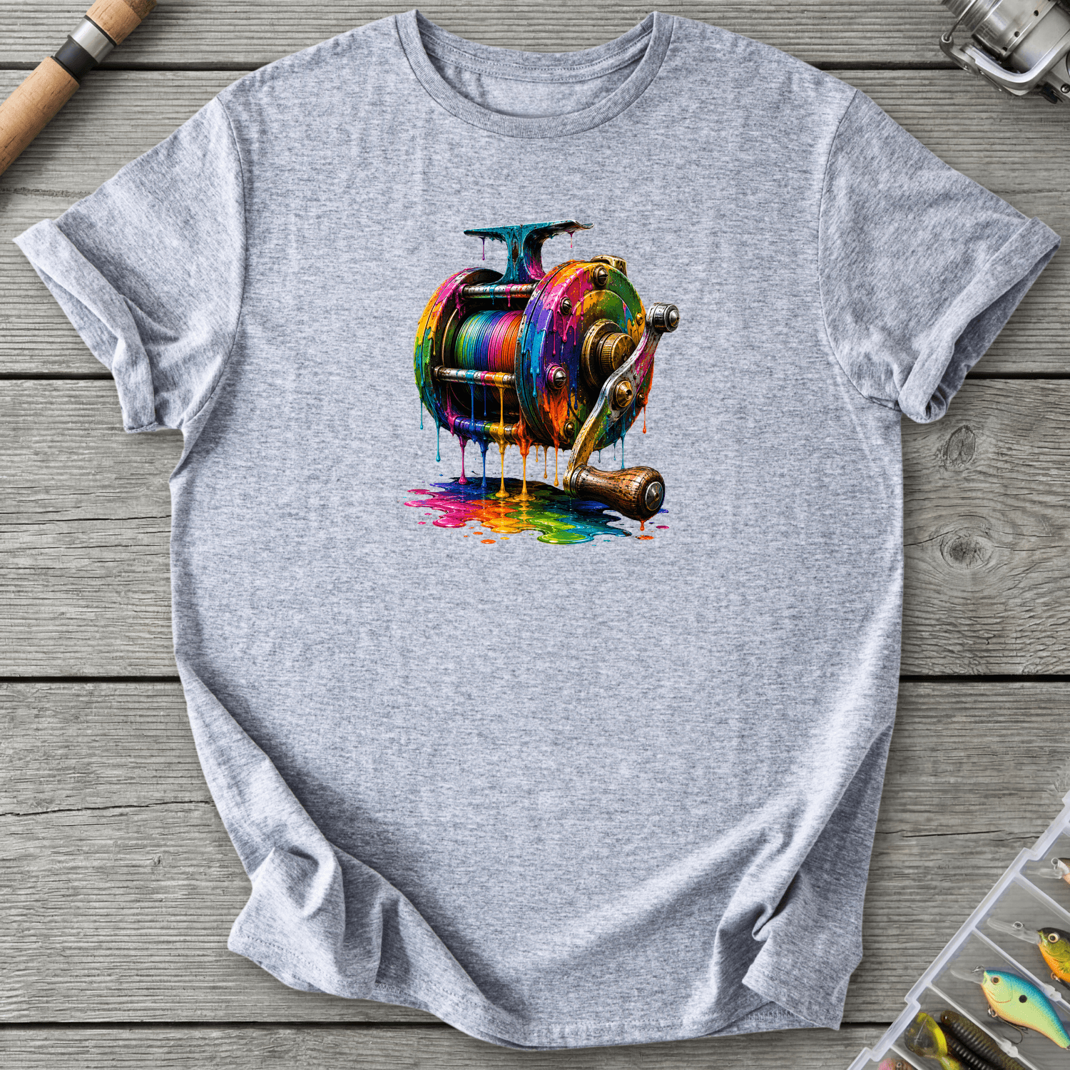 Dripping Ink Reel T-Shirt in Sport Grey | River Giants Club