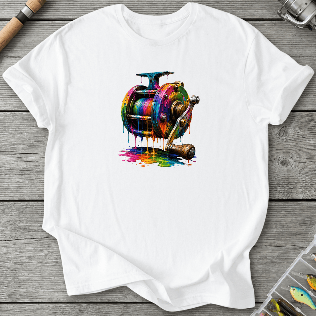 Dripping Ink Reel T-Shirt in White | River Giants Club