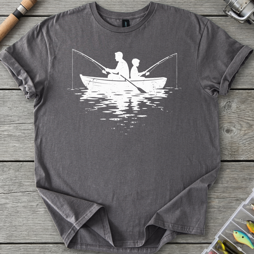 Father Son Fishing Dark T-Shirt in Charcoal | River Giants Club