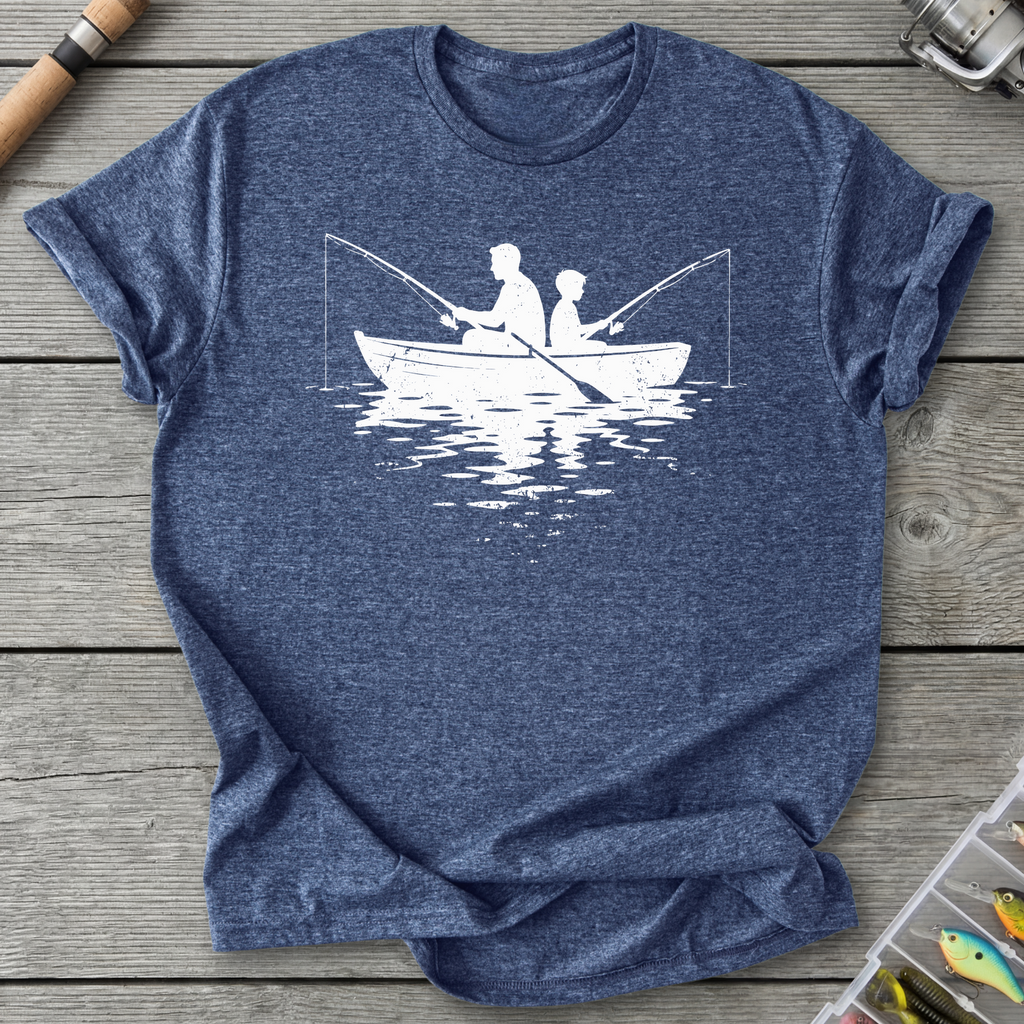 Father Son Fishing Dark T-Shirt in Heather Navy | River Giants Club