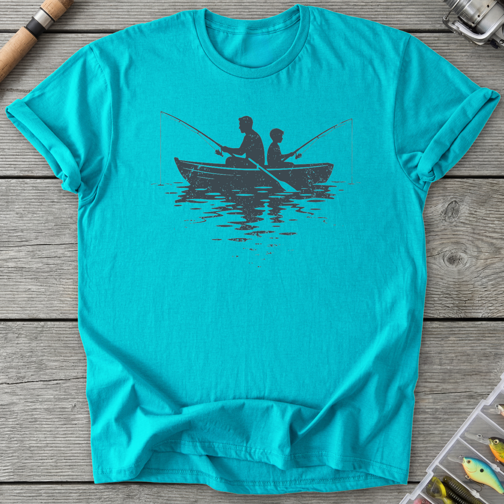 Father Son Fishing Dark T-Shirt in Tropical Blue | River Giants Club