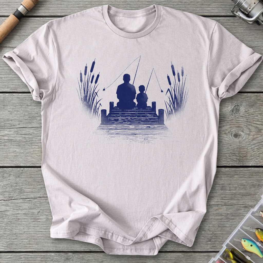 Father Son Fishing Silhouette T-Shirt in Ice Grey | River Giants Club