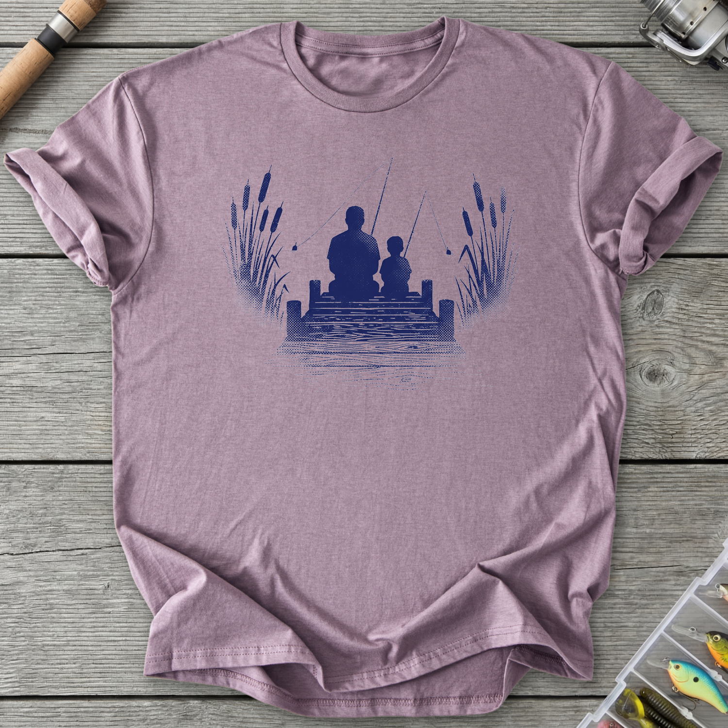 Father Son Fishing Silhouette T-Shirt in Paragon | River Giants Club