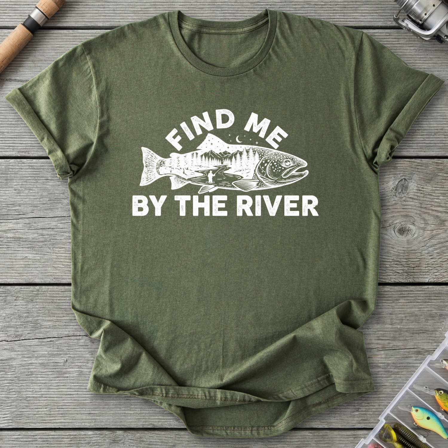 Find Me By the River T-Shirt in Military Green | River Giants Club