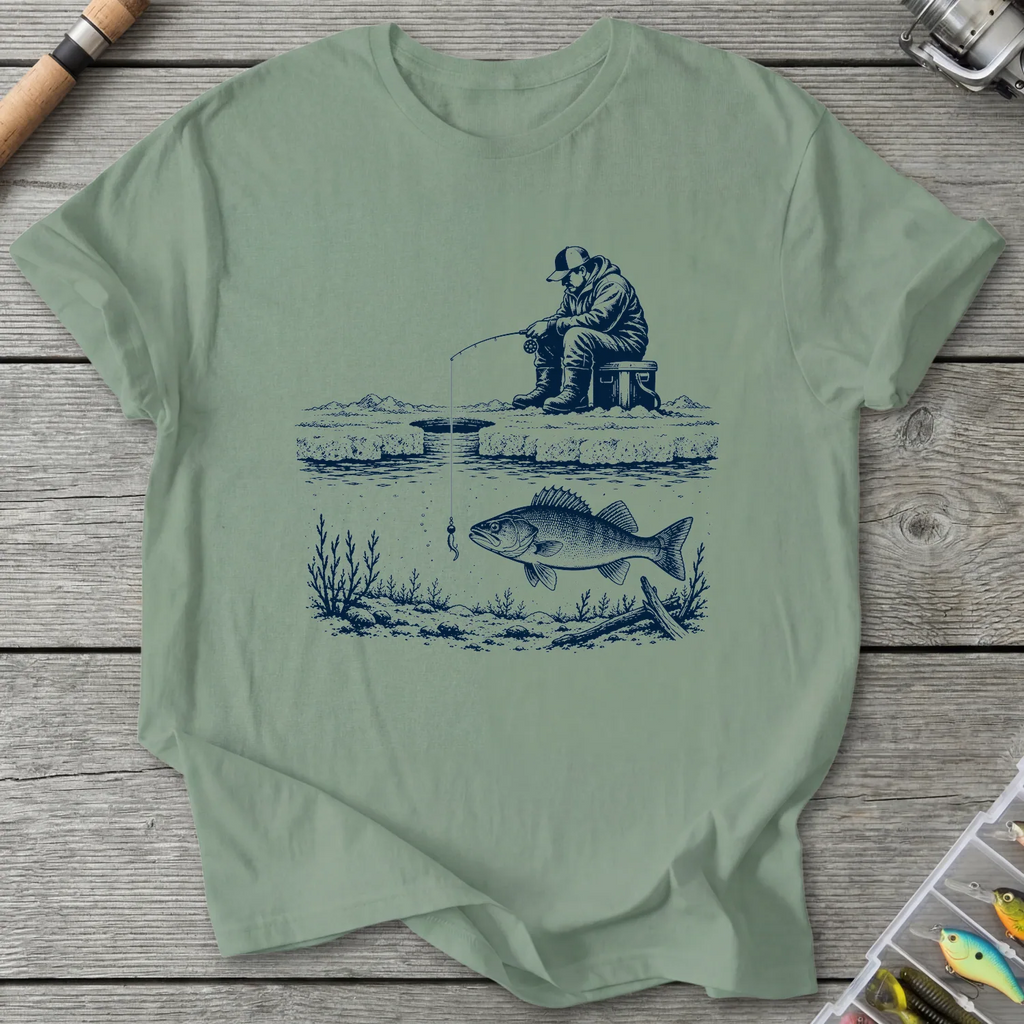 Fish Beneath the Ice T-Shirt in Sage | River Giants Club