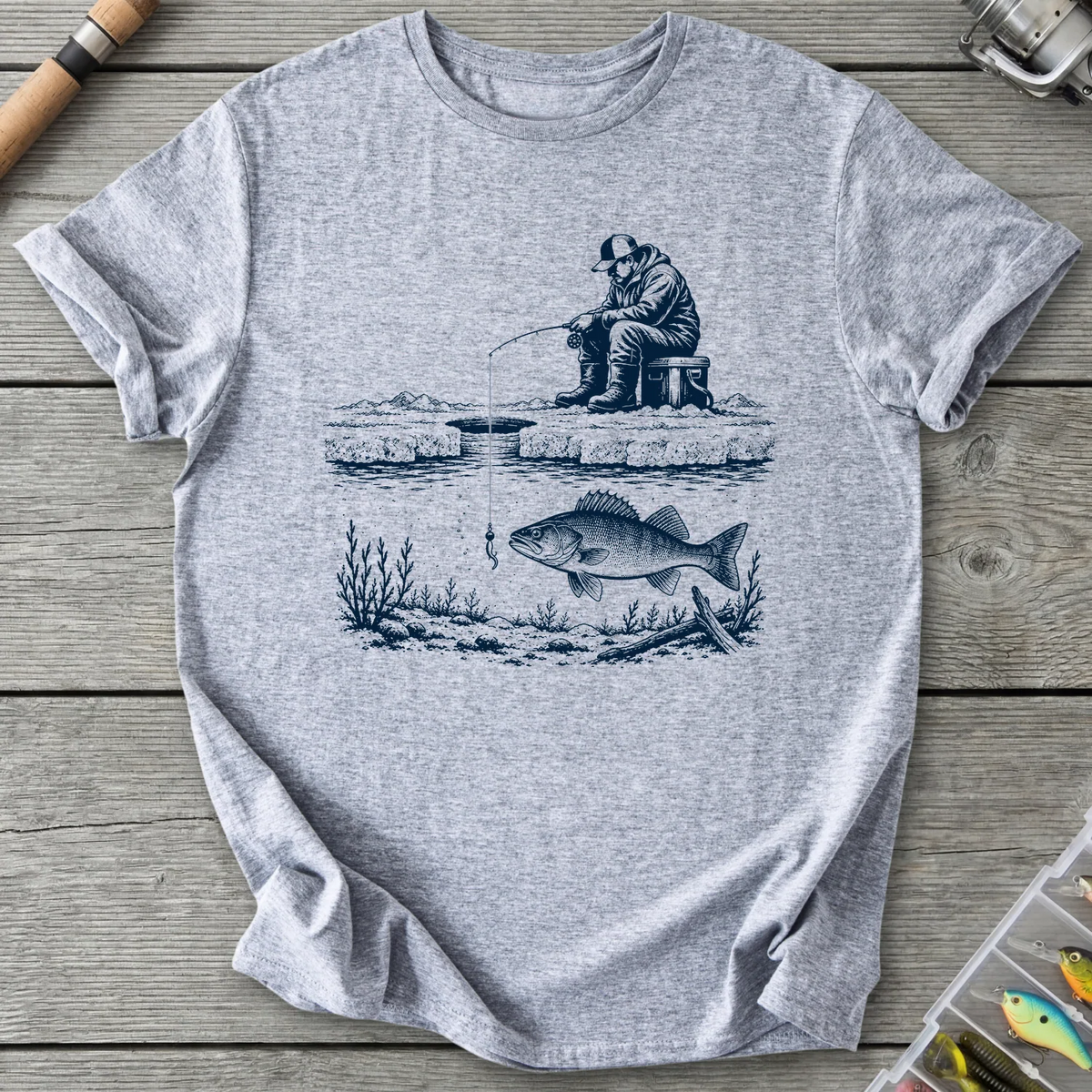 Fish Beneath the Ice T-Shirt in Sport Grey | River Giants Club