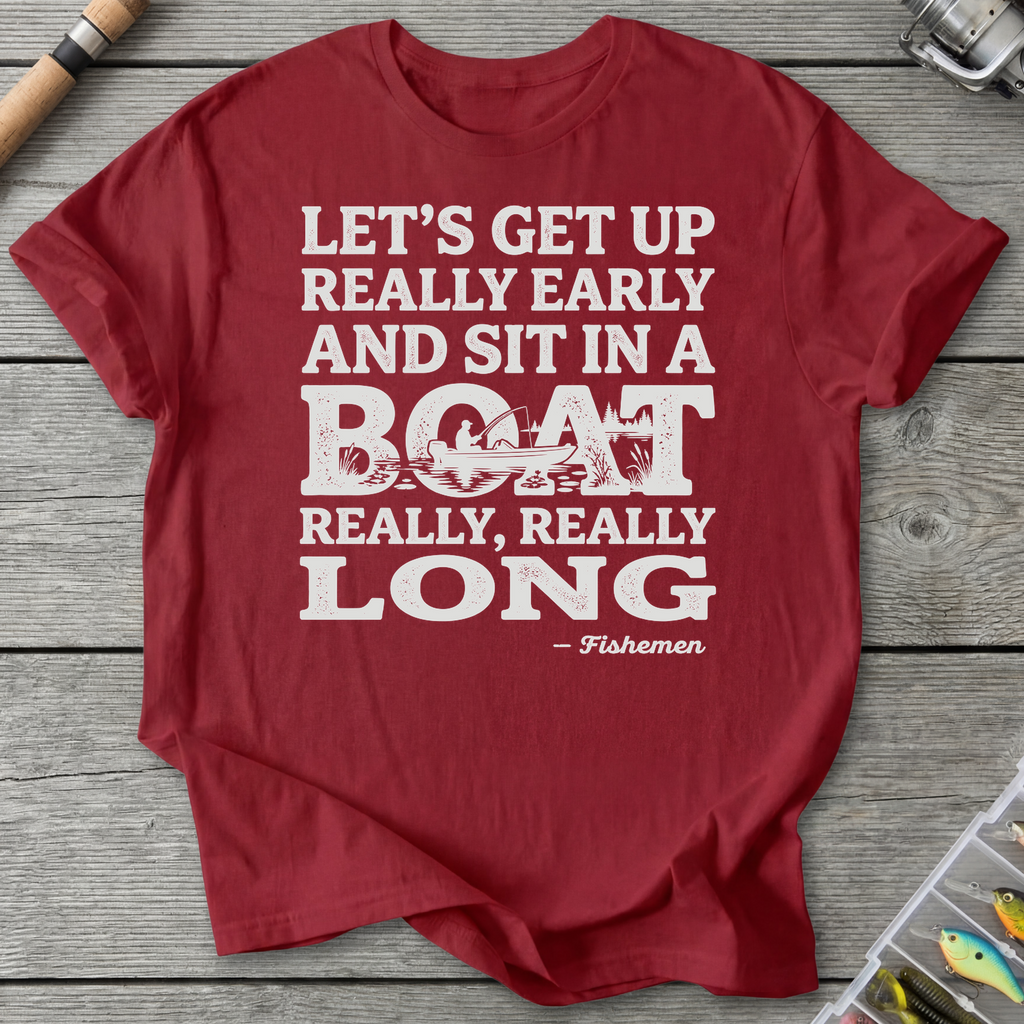 Fish In A Boat Really Long T-Shirt in Antique Cherry Red | River Giants Club