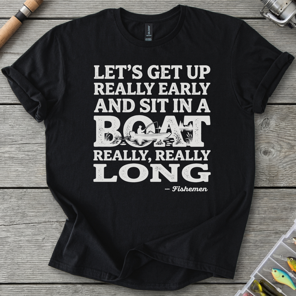 Fish In A Boat Really Long T-Shirt in Black | River Giants Club