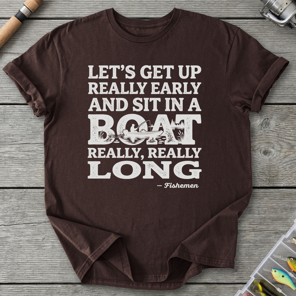 Fish In A Boat Really Long T-Shirt in Dark Chocolate | River Giants Club