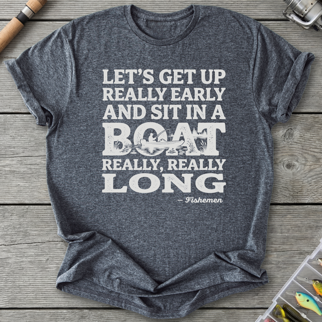 Fish In A Boat Really Long T-Shirt in Dark Heather | River Giants Club