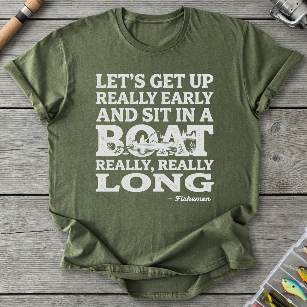 Fish In A Boat Really Long T-Shirt in Military Green | River Giants Club