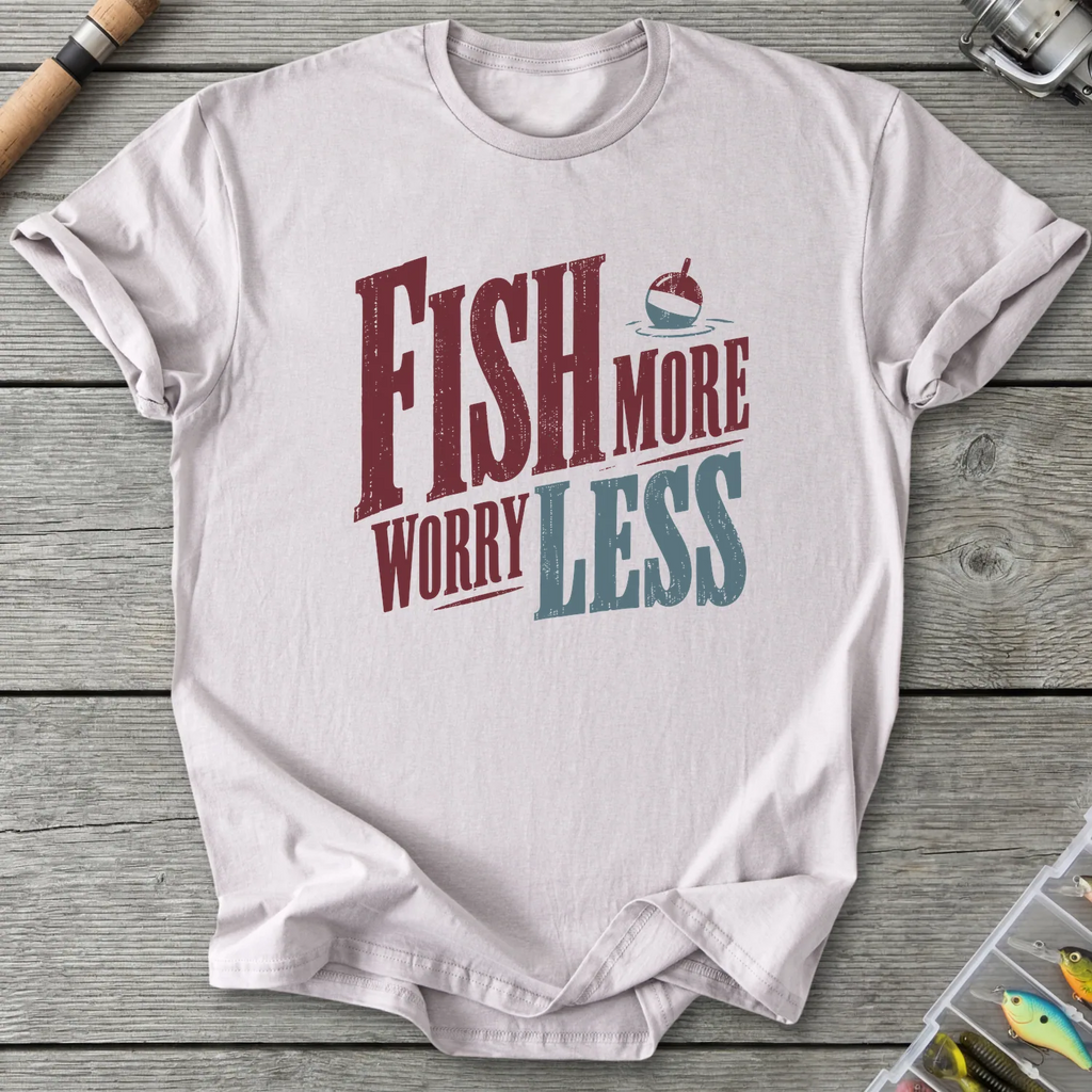 Fish More Worry Less T-Shirt in Ice Grey | River Giants Club