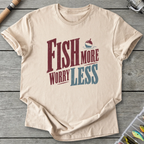 Fish More Worry Less T-Shirt in Sand | River Giants Club