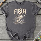 Fish On Bass Fishing T-Shirt in Charcoal | River Giants Club