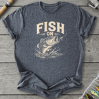 Fish On Bass Fishing T-Shirt in Dark Heather | River Giants Club
