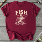 Fish On Bass Fishing T-Shirt in Maroon | River Giants Club