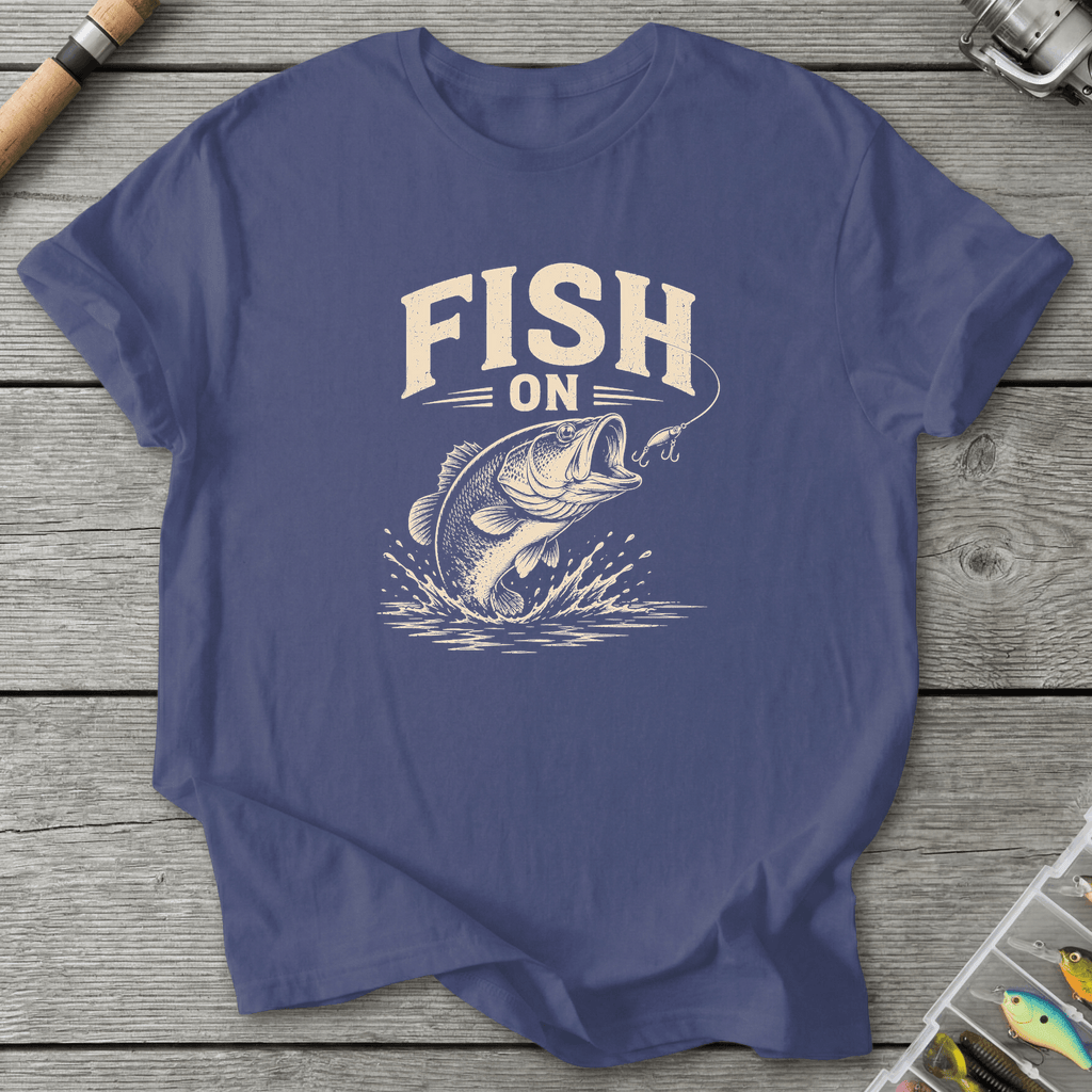 Fish On Bass Fishing T-Shirt in Metro Blue | River Giants Club