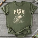 Fish On Bass Fishing T-Shirt in Military Green | River Giants Club