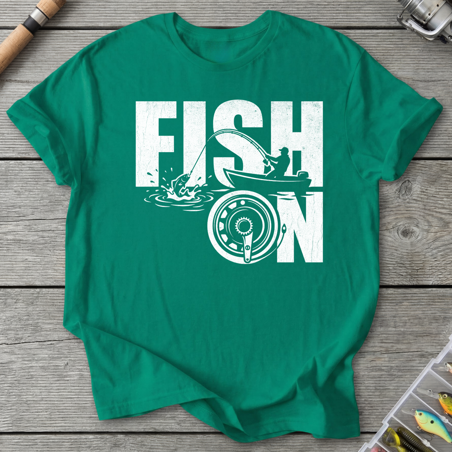 Fish On Vintage Fisherman T-Shirt in Kelly Green | River Giants Club