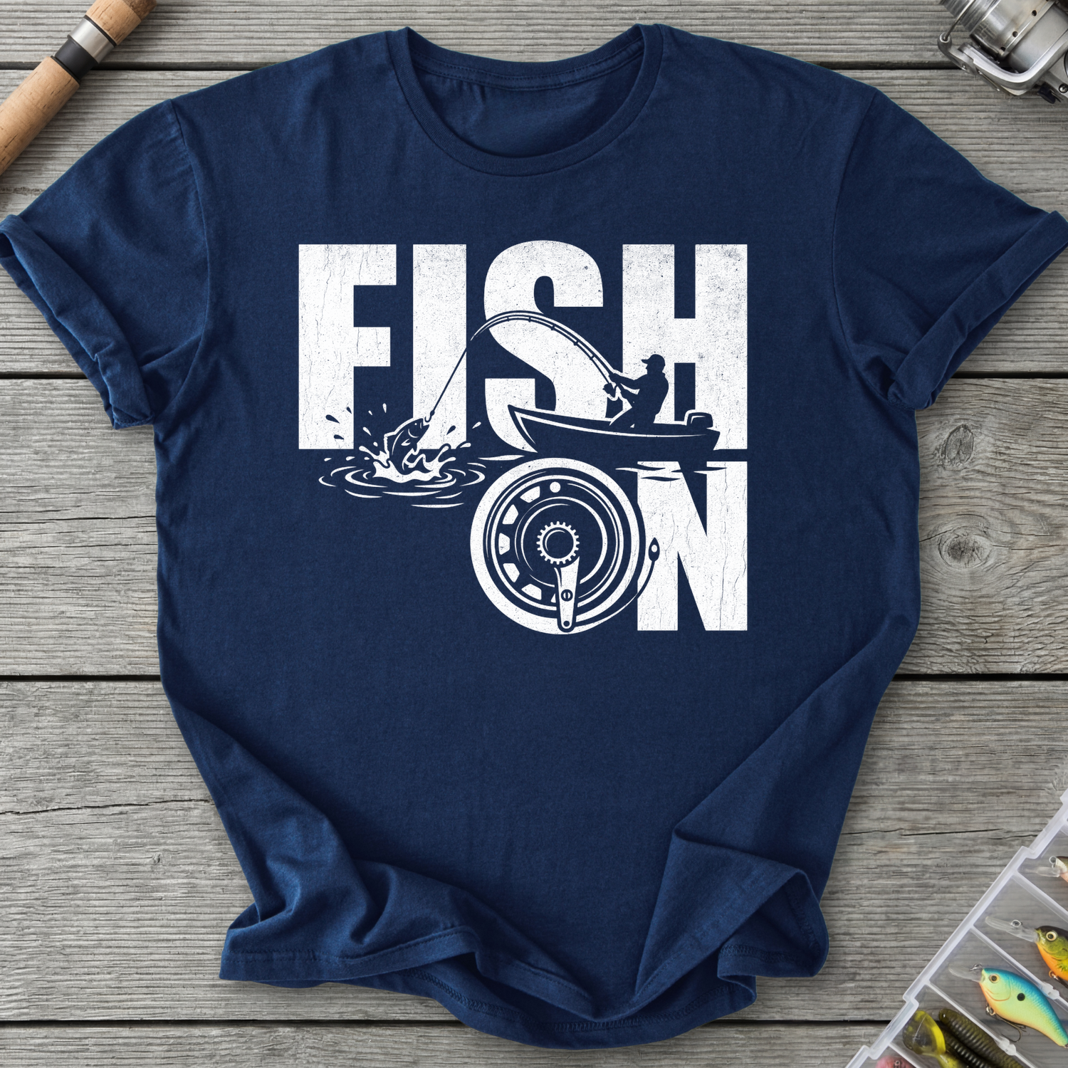 Fish On Vintage Fisherman T-Shirt in Navy | River Giants Club