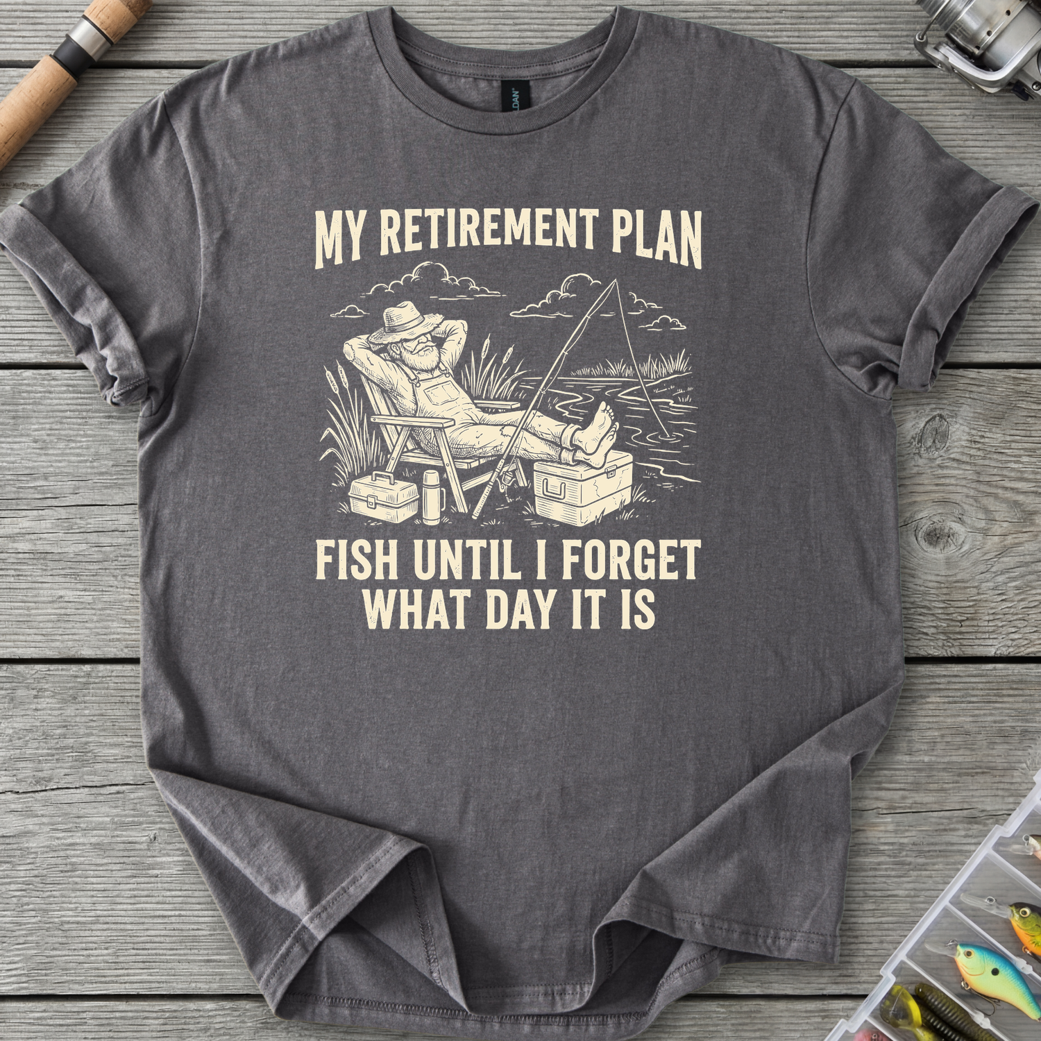 Fish Until I Forget T-Shirt in Charcoal | River Giants Club