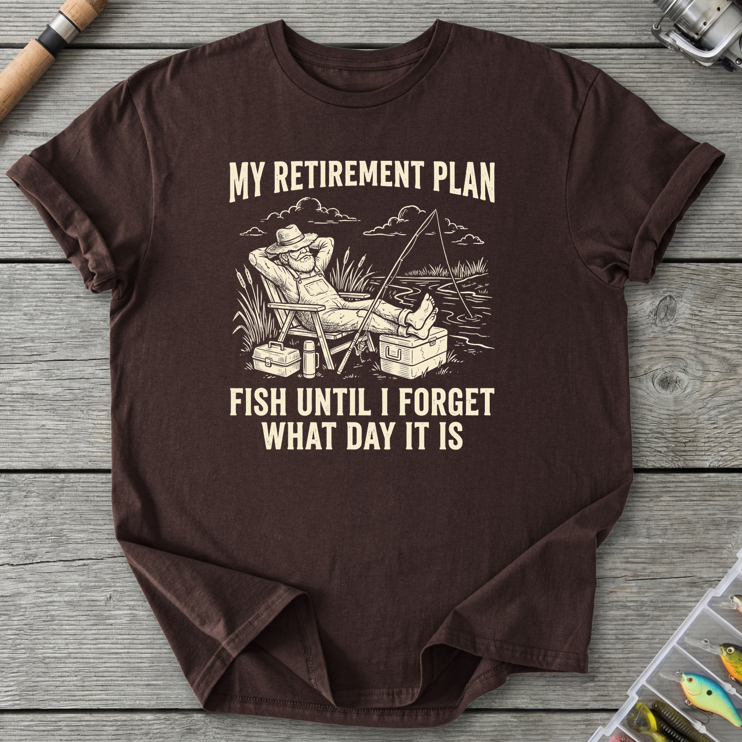 Fish Until I Forget T-Shirt in Dark Chocolate | River Giants Club