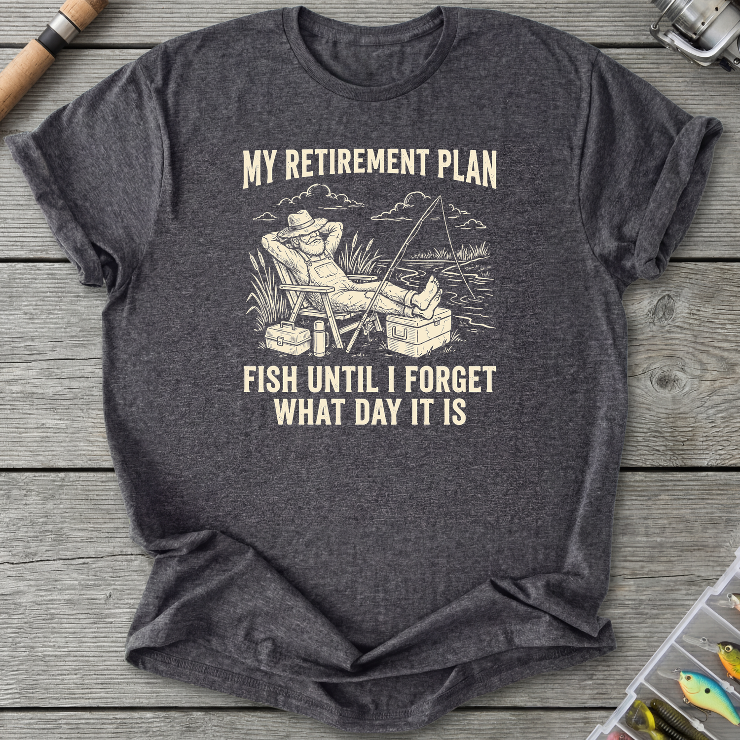 Fish Until I Forget T-Shirt in Dark Heather Grey | River Giants Club