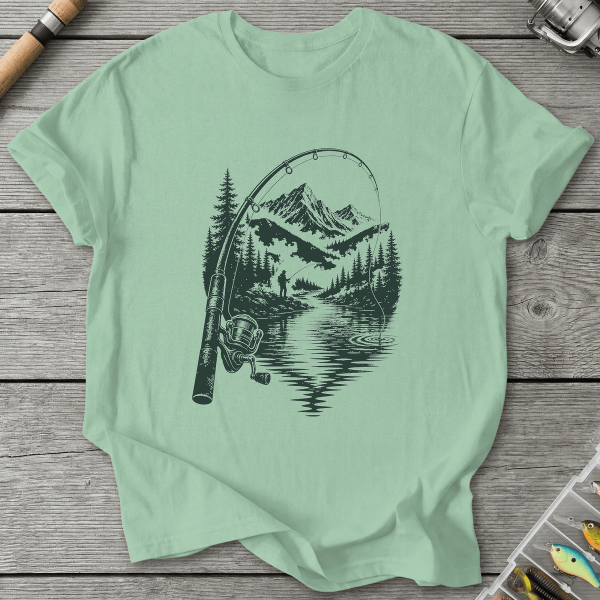 Fish with View T-Shirt in Mint Green | River Giants Club