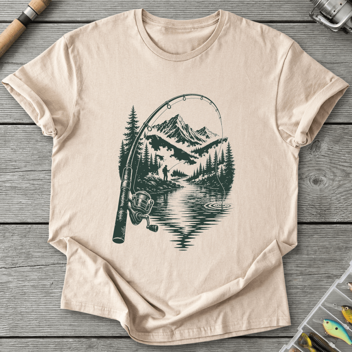 Fish with View T-Shirt in Sand | River Giants Club
