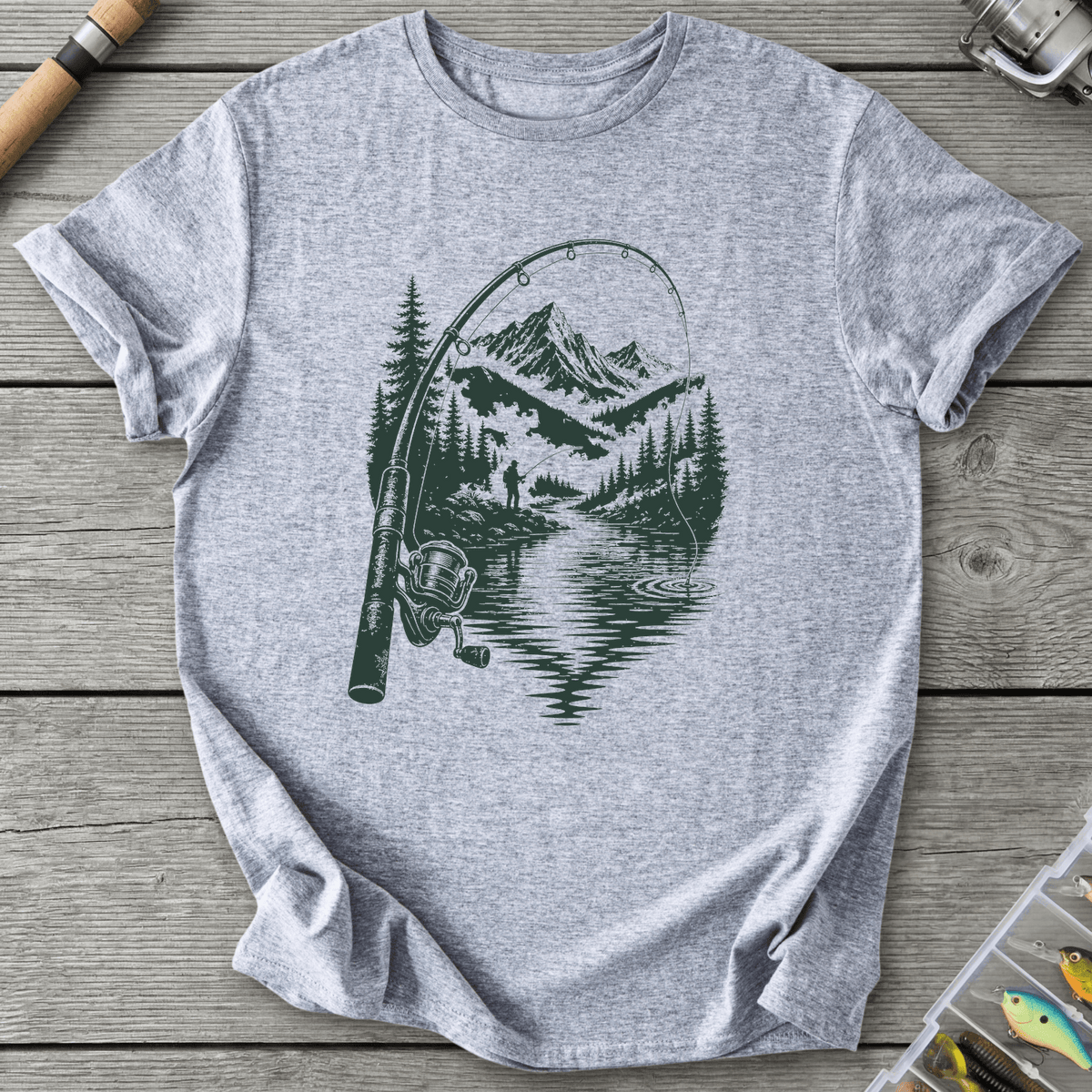 Fish with View T-Shirt in Sport Grey | River Giants Club