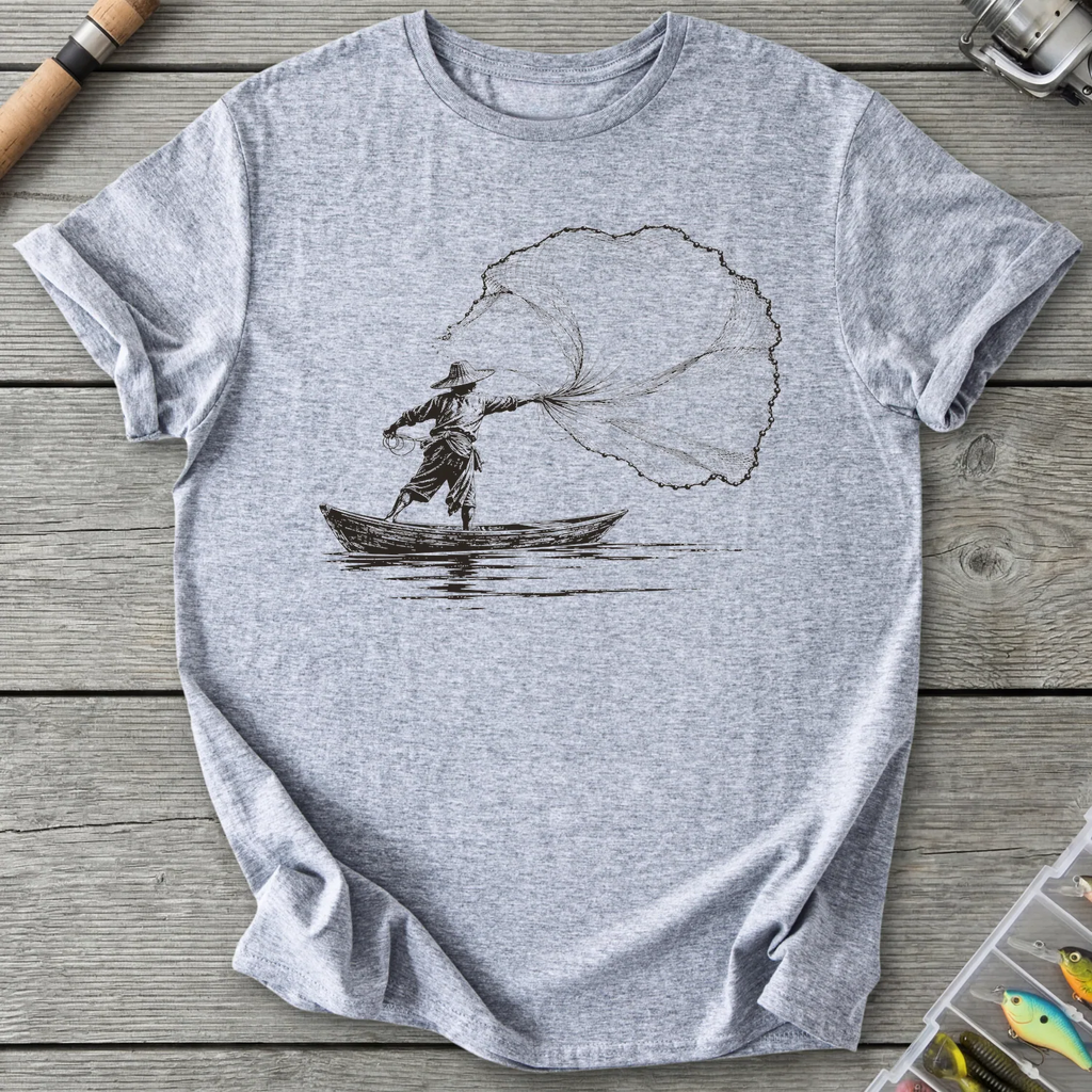 Fisherman Casting Net T-Shirt in Sport Grey | River Giants Club