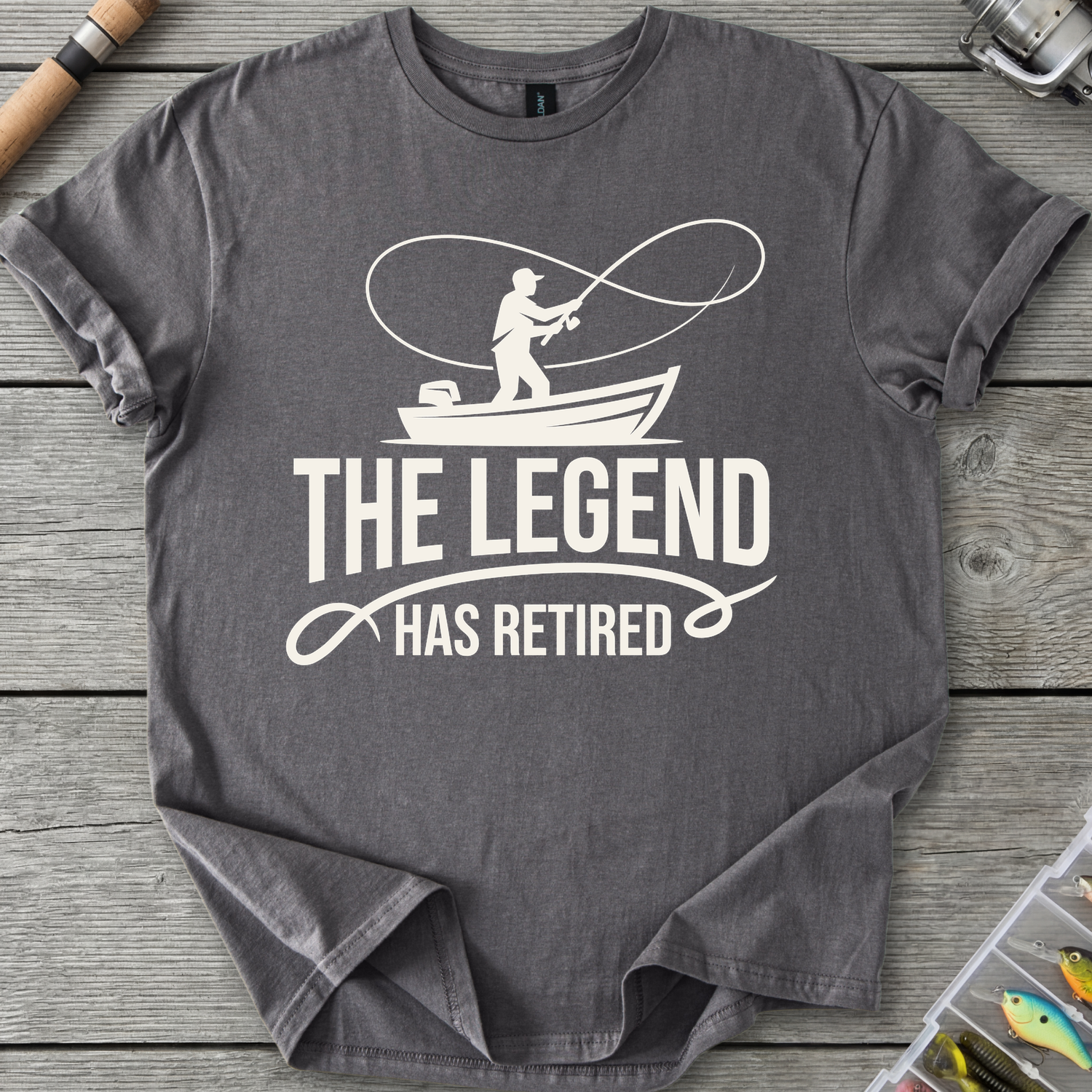 Fisherman Legend Retired T-Shirt in Charcoal | River Giants Club