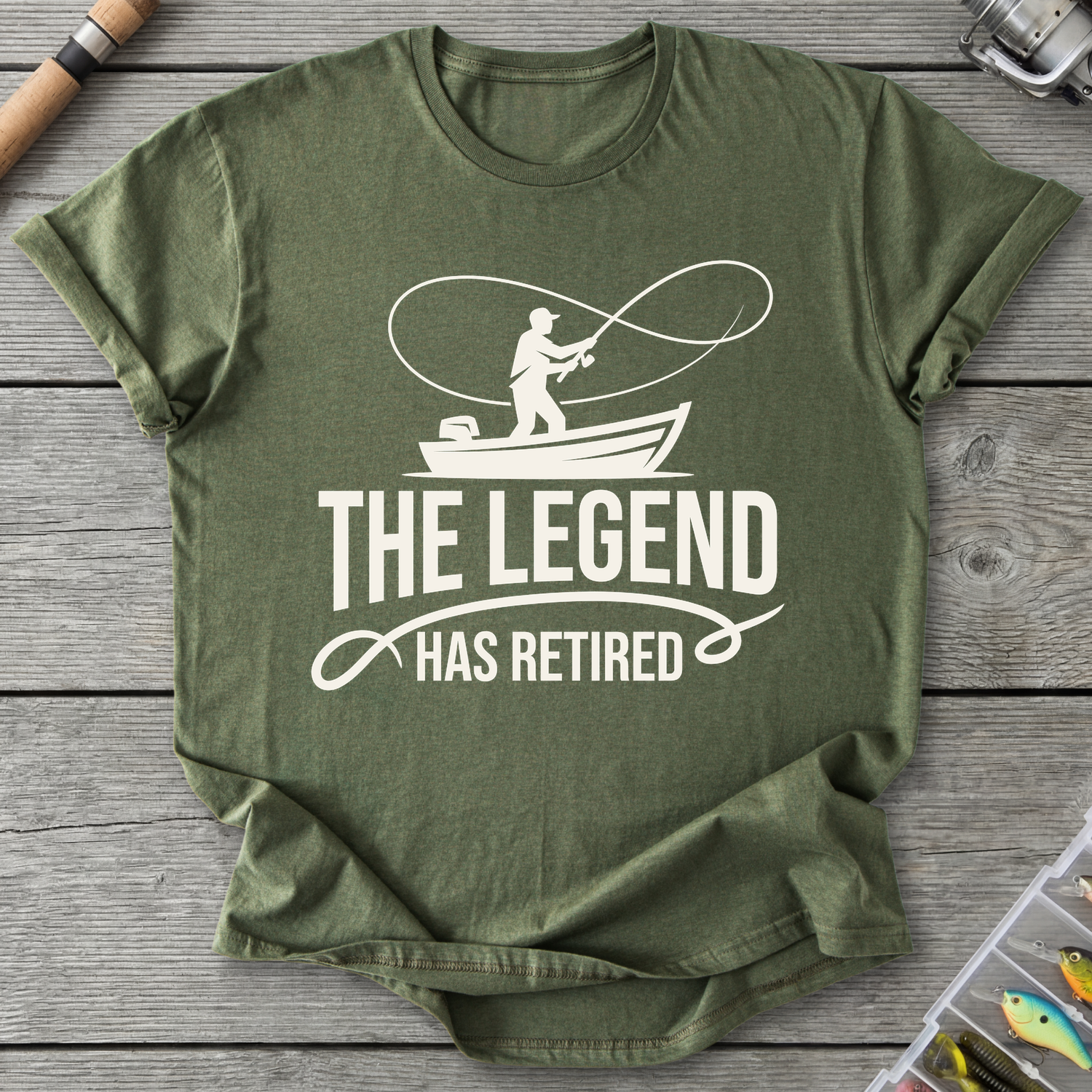 Fisherman Legend Retired T-Shirt in Military Green | River Giants Club