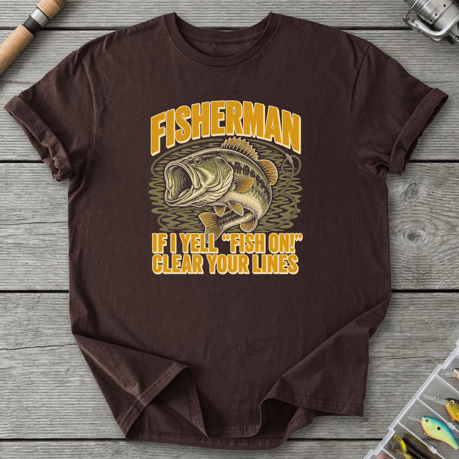 Fisherman Yell T-Shirt in Dark Chocolate | River Giants Club