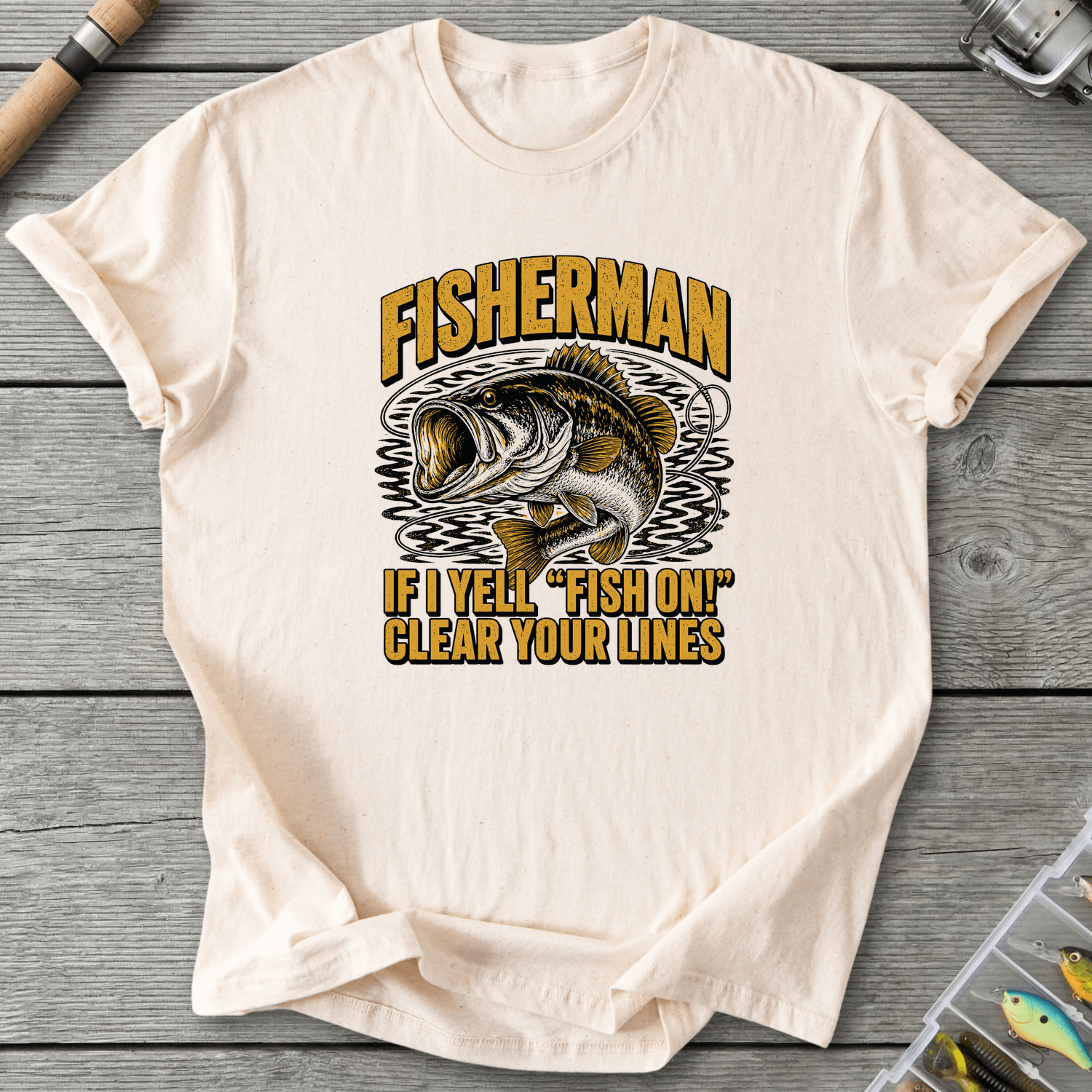 Fisherman Yell T-Shirt in Natural | River Giants Club