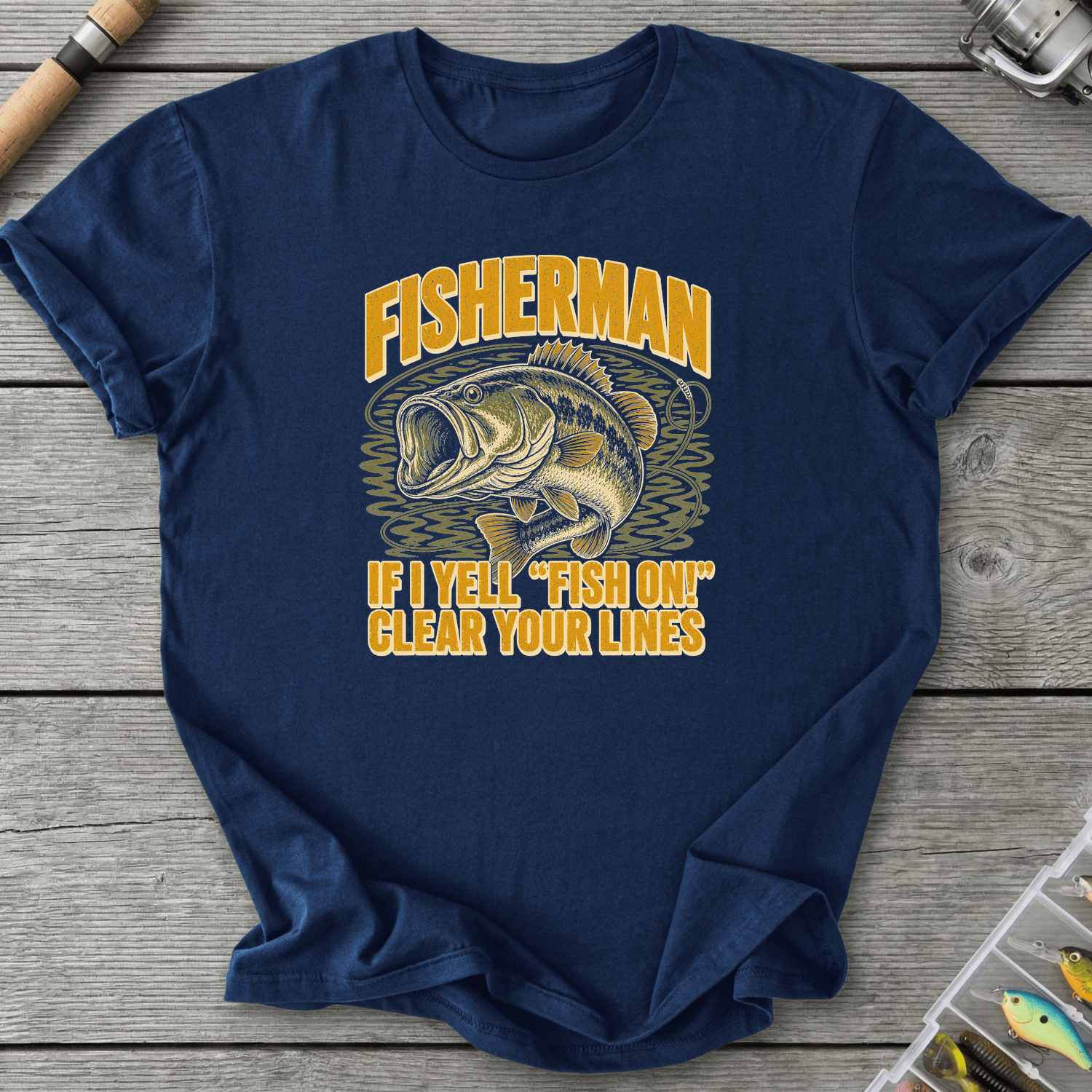 Fisherman Yell T-Shirt in Navy | River Giants Club