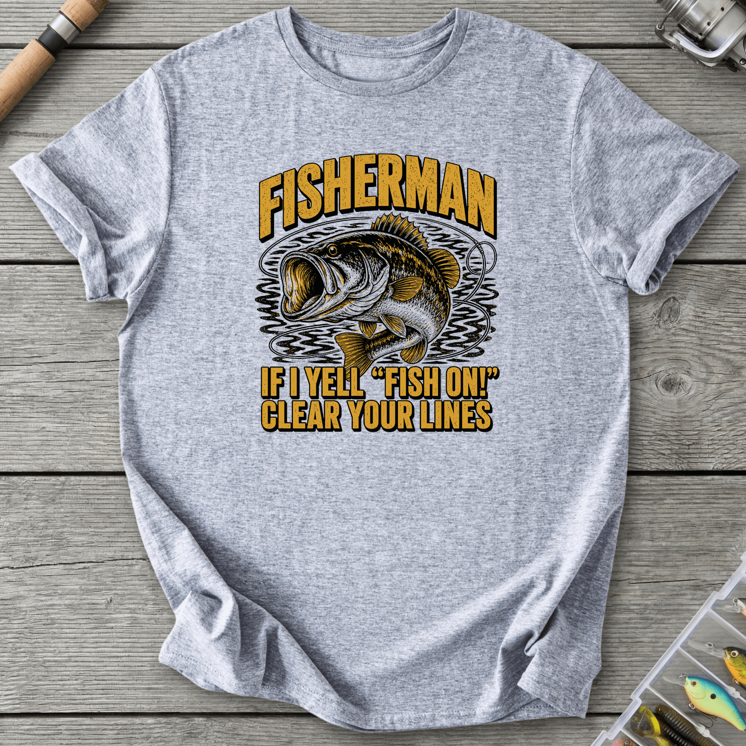 Fisherman Yell T-Shirt in Sport Grey | River Giants Club