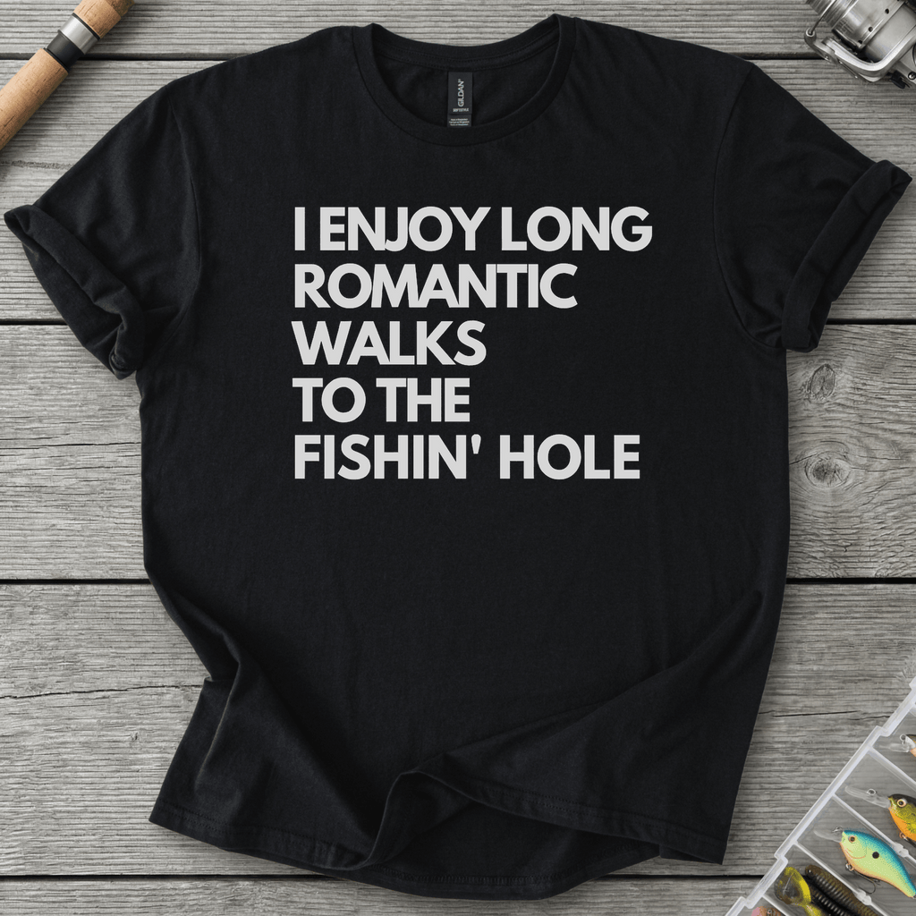 Fishin HOLE Walks to the Fishin' Hole T-Shirt in Black | River Giants Club