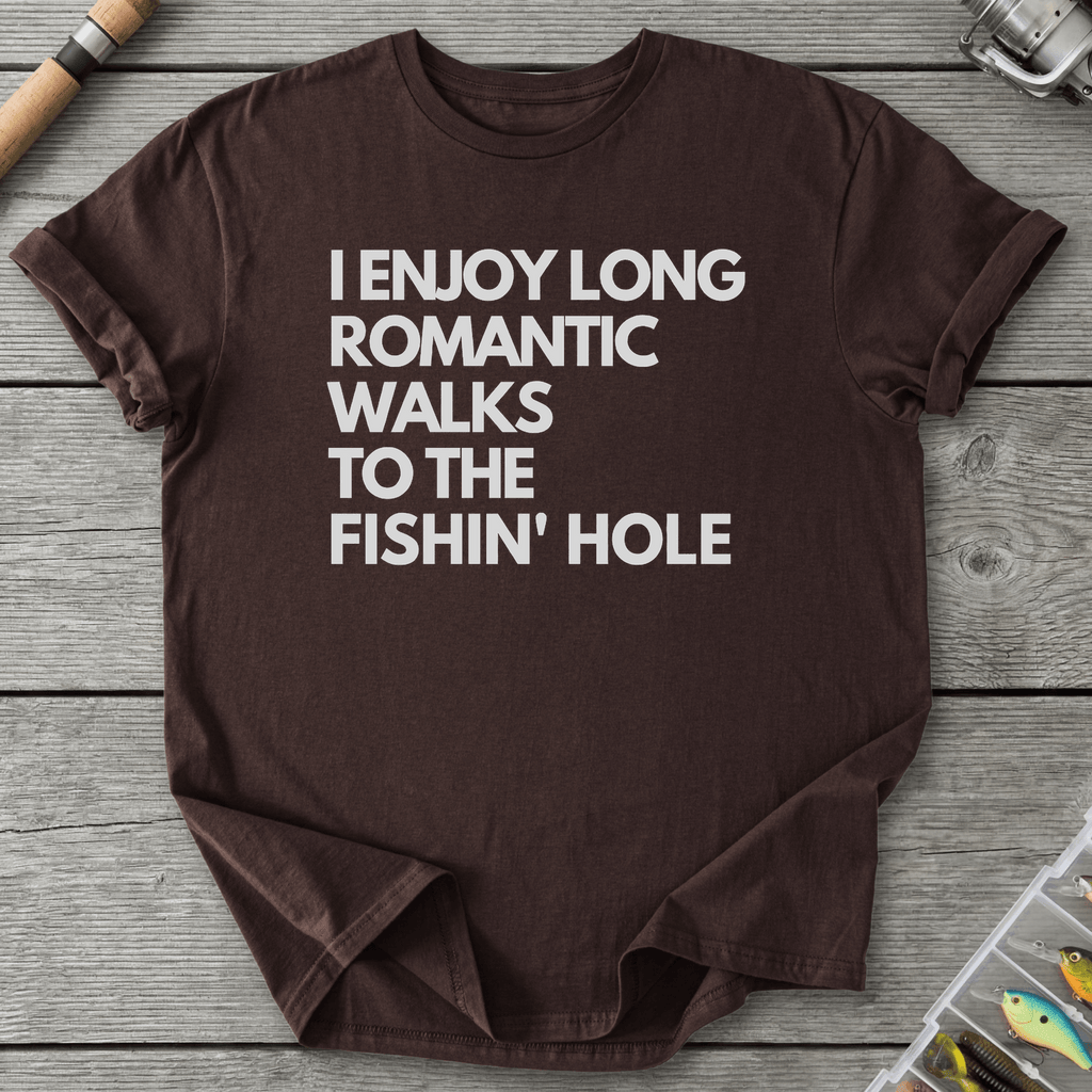Fishin HOLE Walks to the Fishin' Hole T-Shirt in Dark Chocolate | River Giants Club