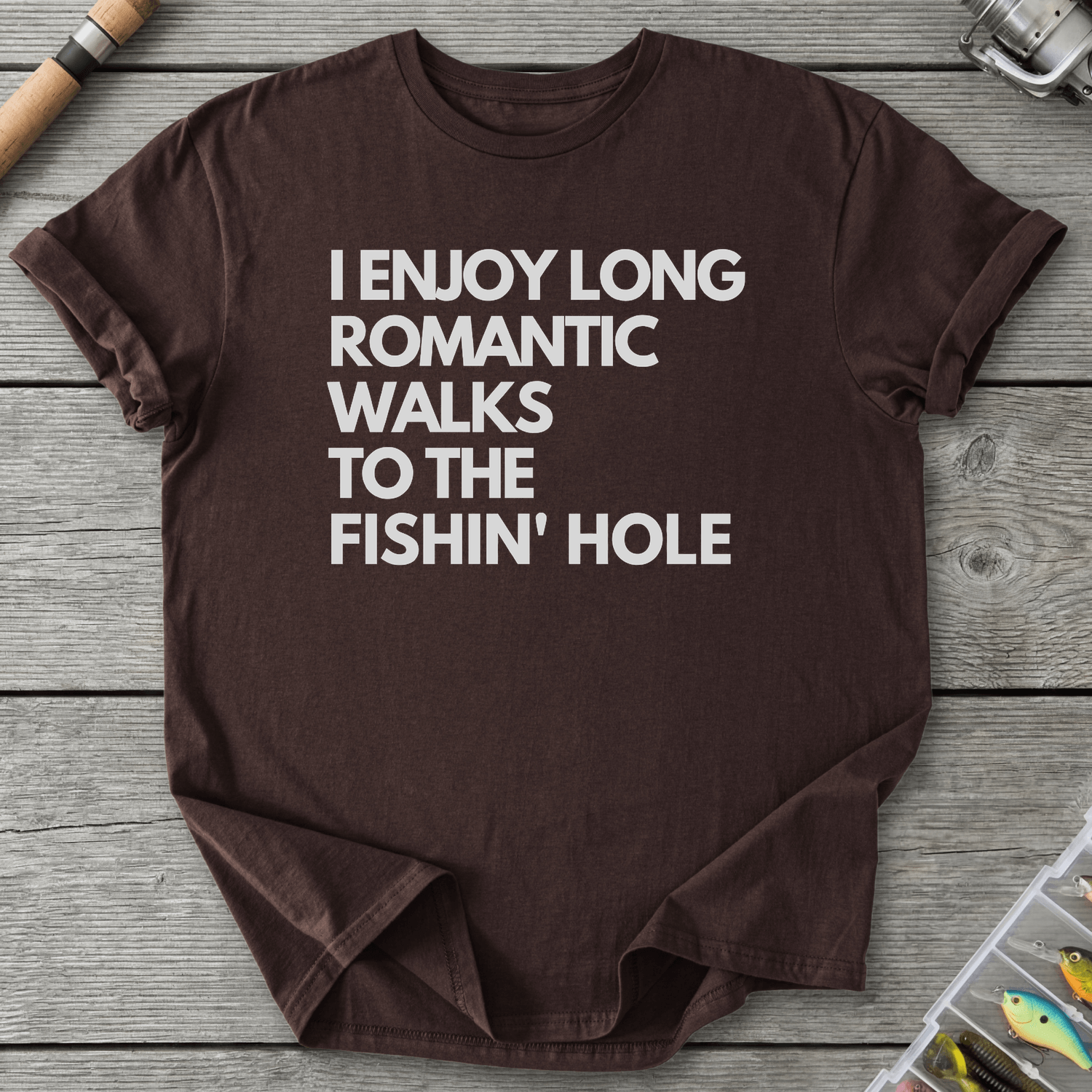 Fishin HOLE Walks to the Fishin' Hole T-Shirt in Dark Chocolate | River Giants Club