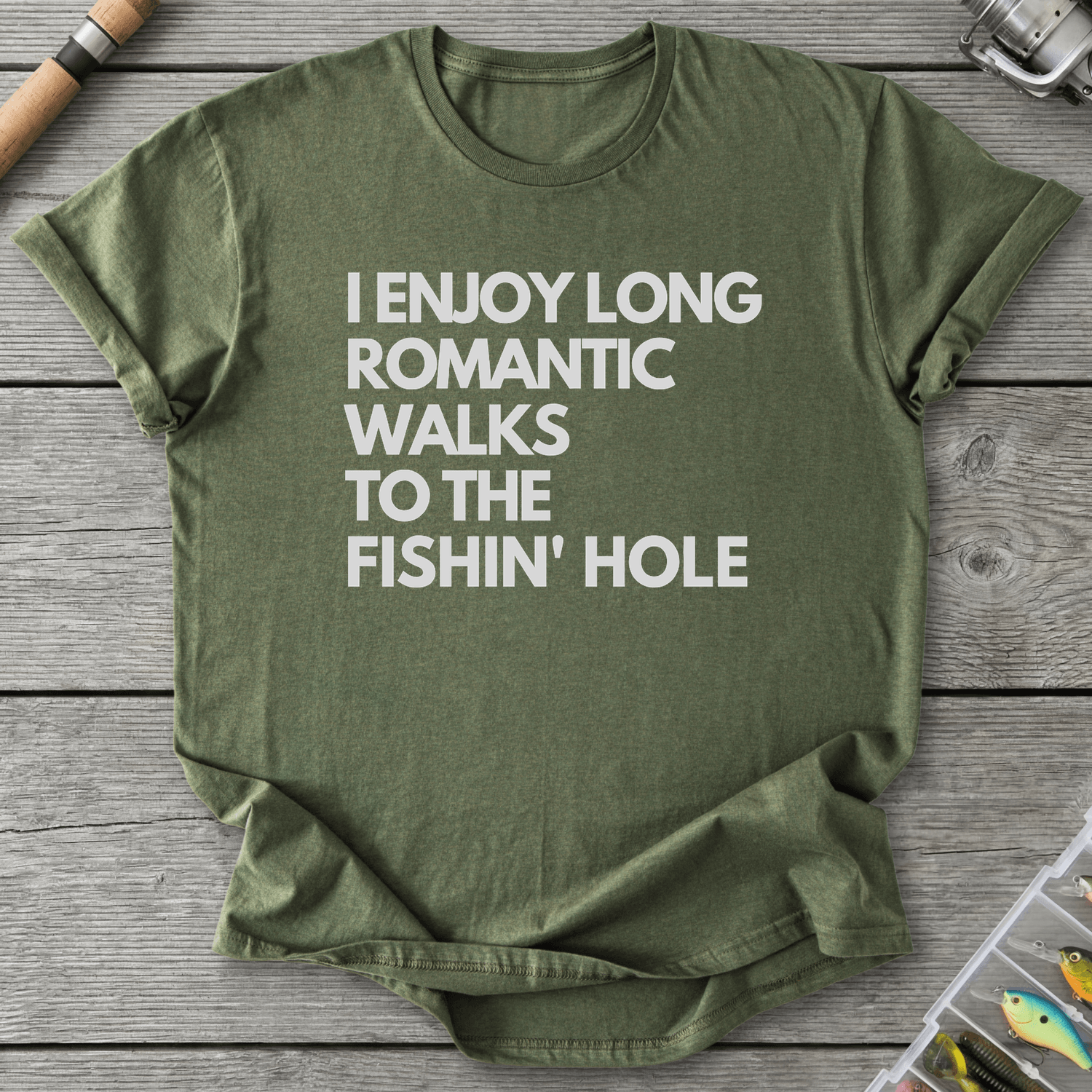 Fishin HOLE Walks to the Fishin' Hole T-Shirt in Military Green | River Giants Club