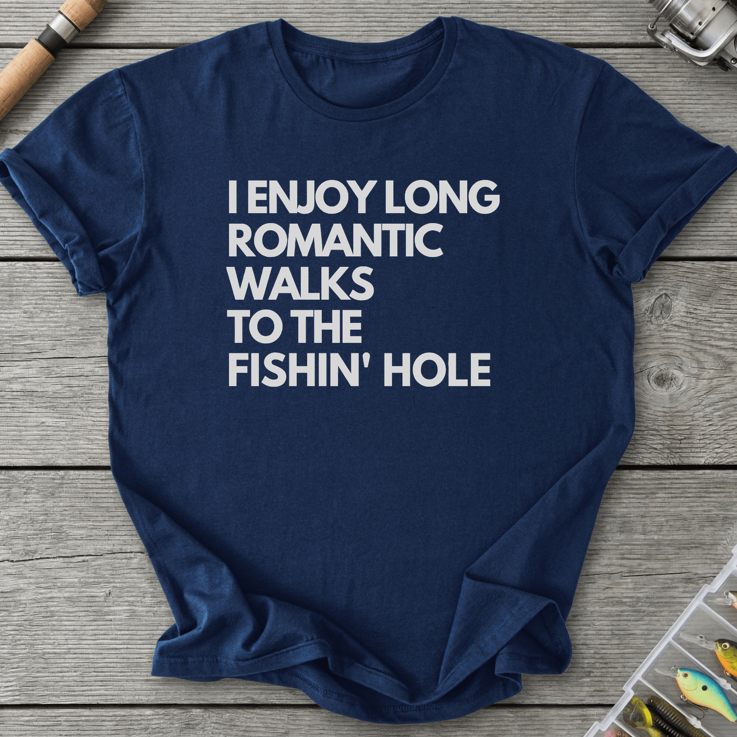 Fishin HOLE Walks to the Fishin' Hole T-Shirt in Navy | River Giants Club